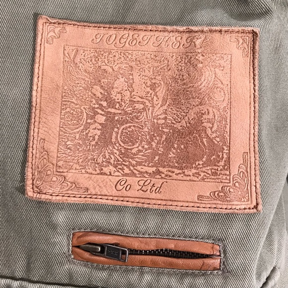 Authentic vintage TOGETHER canvas cargo military style trench coat olive green - Picture 3 of 14